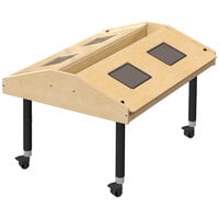 Jonti-Craft Baltic Birch 3397JCM 42" x 32 1/2" x 27"-38" Mobile Children's Quad Wood Tablet Table with Rear Storage