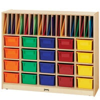 Jonti-Craft Baltic Birch 0418JC 48" x 15" x 40" Wood Classroom Organizer with Colored Cubbie Trays