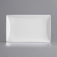 Sant'Andrea Nexus by 1880 Hospitality W6052344359 11 3/8" x 6 7/8" Rectangular Bright White Embossed Porcelain Platter - 12/Case