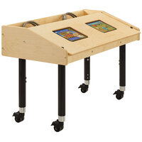 Jonti-Craft Baltic Birch 3396JCM 42" x 21" x 27"-38" Mobile Children's Dual Wood Tablet Table with Rear Storage