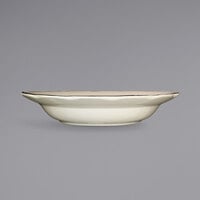International Tableware SY-105 Sydney 20 oz. Ivory (American White) Scalloped Edge Stoneware Pasta Bowl with Black Rim - 12/Case
