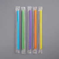 Choice 9" Neon Pointed Wrapped Straw - 1600/Case