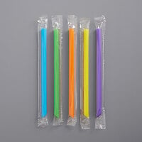 Choice 7 1/2" Neon Pointed Wrapped Straw - 500/Pack