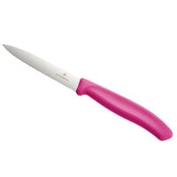 Victorinox 6.7736.L5 Swiss Classic 4" Serrated Spear Point Paring Knife with Pink Handle