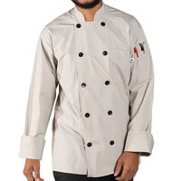 Uncommon Chef Classic Poplin 0413 Unisex Lightweight Stone Customizable Long Sleeve Chef Coat with 10 Buttons