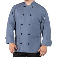 Uncommon Chef Classic Poplin 0413 Unisex Lightweight Steel Customizable Long Sleeve Chef Coat with 10 Buttons