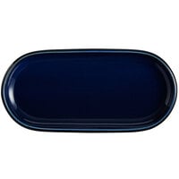 Acopa Keystone 12 1/2" x 6" Azora Blue Stoneware Oblong Coupe Platter - 12/Case
