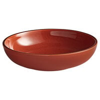 Acopa Keystone 8" Sedona Orange Stoneware Coupe Low Bowl - 24/Case