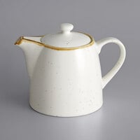 Acopa Keystone 32 oz. Vanilla Bean Stoneware Teapot with Lid
