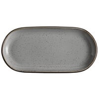 Acopa Keystone 14" x 6 3/4" Granite Gray Stoneware Oblong Coupe Platter - 6/Case
