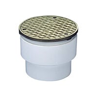 Zurn Elkay CO-PV3 5 3/16" Round Light-Duty PVC Floor Drain Access / Cleanout with Nickel Bronze Head and 3" Connection