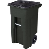 Toter ANA32-55410 32 Gallon Greenstone Rotational Molded Wheeled Rectangular Trash Can with Lid