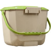 Toter 2602-SL-G100 Organics 2 Gallon Beige Rectangular Kitchen Wastebasket with Lime Green Lid