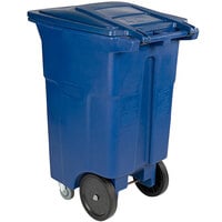 Toter ACC64-00BLU 64 Gallon Blue Rectangular Rotational Molded Wheeled Trash Can with Casters and Lid