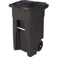 Toter ANA32-00BST 32 Gallon Brownstone Rotational Molded Wheeled Rectangular Trash Can with Lid
