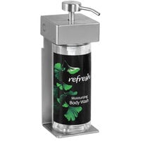 Dispenser Amenities 39134-O3-GK SOLera 12 oz. ABS Plastic Wall Mounted Adjustable Locking Shower Dispenser with Oval Bottle and Ginkgo Label