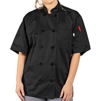 Uncommon Chef South Beach 0415 Unisex Black Customizable Short Sleeve Chef Coat