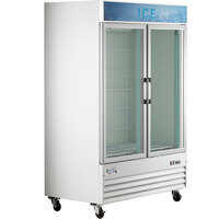 Avantco GD-ICE-49-F 53" White Glass Door Ice Merchandiser with Customizable Panel