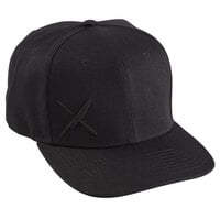Mercer Culinary Black 6-Panel Snapback Hat with Small Black Logo