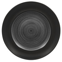 RAK Porcelain TRCLFP24BG Trinidad 9 7/16" Grey and Black Wide Rim Flat Porcelain Plate - 12/Case