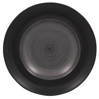 RAK Porcelain TRCLDP30BG Trinidad 11 13/16" Grey and Black Wide Rim Deep Porcelain Plate - 6/Case
