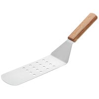 Vollrath 48082 8" x 3" Perforated Stainless Steel Hamburger Turner with Wooden Handle