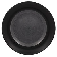 RAK Porcelain TRCLFP33BG Trinidad 13" Grey and Black Wide Rim Flat Porcelain Plate - 6/Case