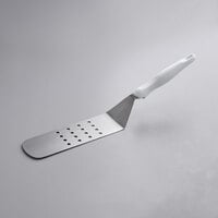 Vollrath 4808915 Jacob's Pride Ergo Grip 8" x 3" Perforated Stainless Steel High Heat Turner with White Nylon Handle