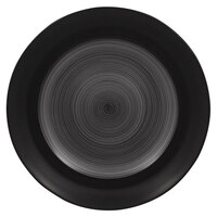 RAK Porcelain TRCLFP31BG Trinidad 12 3/16" Grey and Black Wide Rim Flat Porcelain Plate - 6/Case