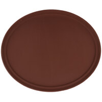 GET NS-3100-BR 31" x 25" Brown Oval Fiberglass Non-Skid Serving Tray