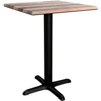 Lancaster Table & Seating Excalibur Square Table with Textured Mixed Plank Finish and Cross Base Plate