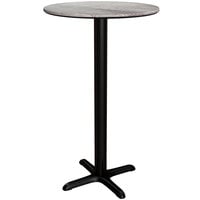 Lancaster Table & Seating Excalibur 31 1/2" Round Bar Height Table with Textured Toscano Finish and Cross Base Plate