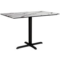 Lancaster Table & Seating Excalibur 27 1/2 inch x 47 3/16 inch Rectangular Standard Height Table with Smooth Versilla Finish and Cross Base Plate