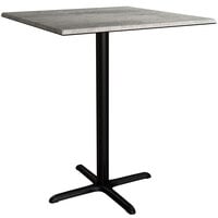 Lancaster Table & Seating Excalibur 36" x 36" Square Bar Height Table with Textured Toscano Finish and Cross Base Plate