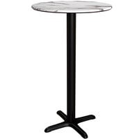 Lancaster Table & Seating Excalibur 31 1/2" Round Bar Height Table with Smooth Versilla Finish and Cross Base Plate