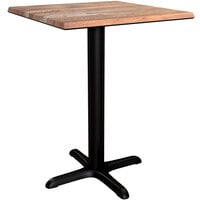 Lancaster Table & Seating Excalibur Square Table with Textured Yukon Oak Finish and Cross Base Plate