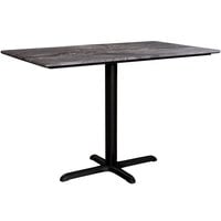 Lancaster Table & Seating Excalibur 27 1/2" x 47 3/16" Rectangular Table with Smooth Paladina Finish and Cross Base Plate