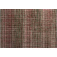 RITZ® 64902 19" x 13" Brown / Black / Silver 4x4 Basketweave PVC Coated Placemat - 12/Pack