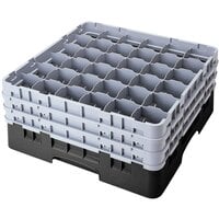 Cambro 36S1058110 Black Camrack Customizable 36 Compartment 11" Glass Rack with 5 Extenders