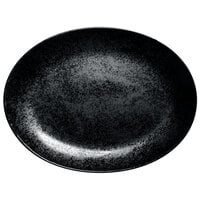 RAK Porcelain KRNNOP32 Karbon 12 5/8" x 9 1/16" Black Oval Coupe Porcelain Platter - 6/Case