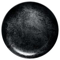 RAK Porcelain KRNNPR31 Karbon 12 3/16" Black Round Flat Coupe Porcelain Plate - 6/Case