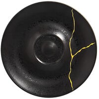 RAK Porcelain KZSWSA15G2 Kintzoo 5 7/8" Black Porcelain Saucer with Gold Detail - 12/Case