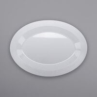GET PT-151-MN-W Minski 15" x 11" White Glazed Oval Textured Rim Melamine Platter - 6/Case
