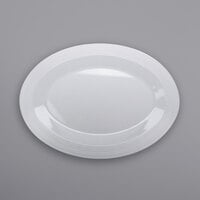 GET PT-183-MN-W Minski 18" x 13" White Glazed Oval Textured Rim Melamine Platter - 3/Case