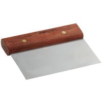 Dexter-Russell 17040 Traditional 6" x 4 5/8" High Carbon Stainless Steel Dough Cutter / Bench Scraper with Rosewood Handle