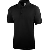 Henry Segal Unisex Customizable Black Short Sleeve Polo Shirt with 3 Wood Buttons