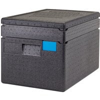 Cambro Cam GoBox® Black Top Loading EPP Insulated Food Pan Carrier with Camchiller® and Insert - 6" Deep Full-Size Pan Max Capacity