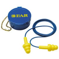 3M 340-4002 E-A-R UltraFit Yellow / Blue Corded Earplugs with Carrying Case - 50/Pack