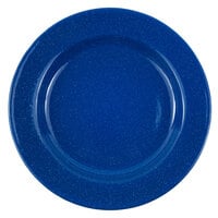 Crow Canyon Home K99MBU Stinson 8" Medium Blue Speckle Wide Rim Enamelware Salad Plate