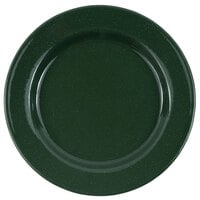 Crow Canyon Home K20GRN Stinson 10 1/4" Forest Green Speckle Wide Rim Enamelware Plate